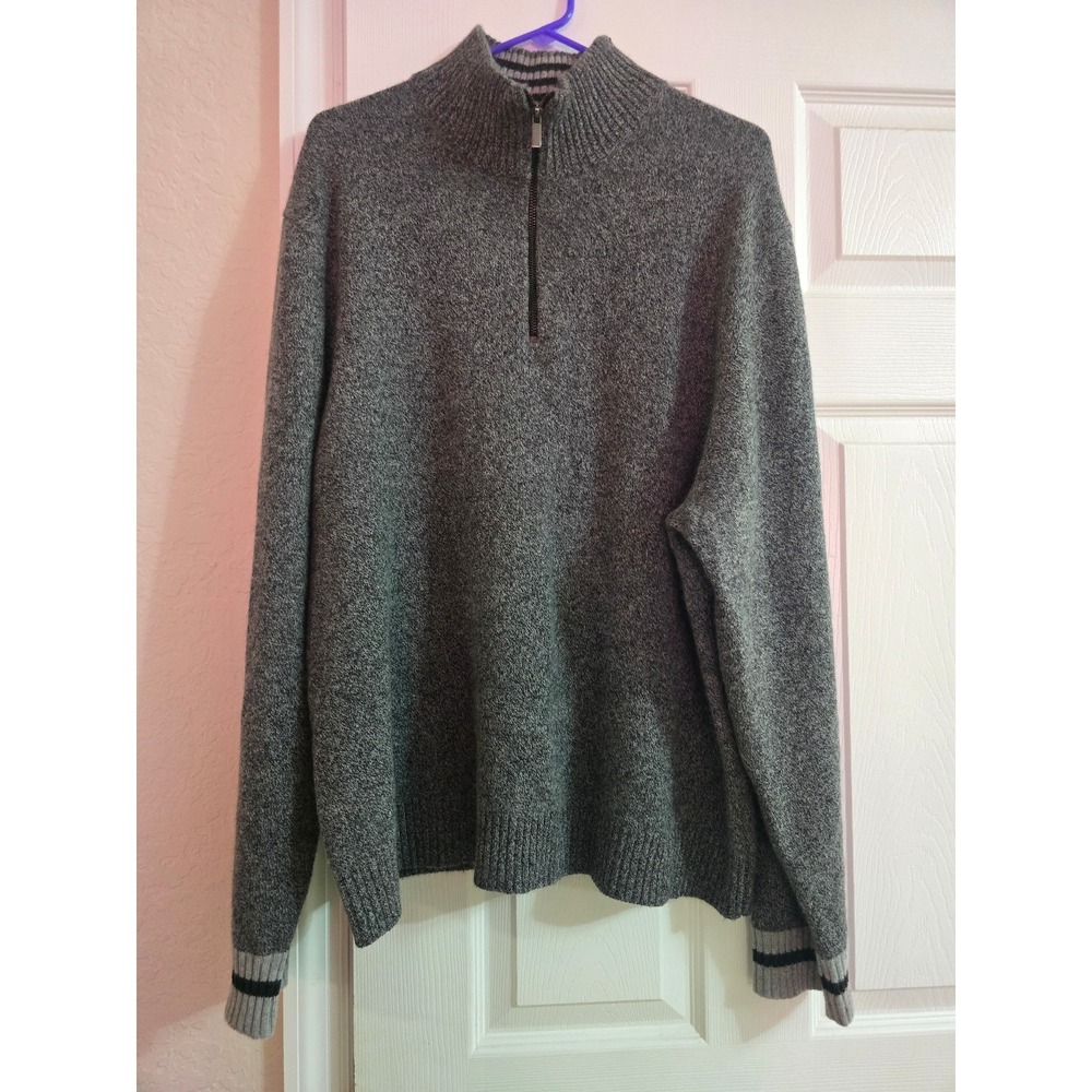The Mens Store Bloomingdale's 100% Cashmere Quarter Zip Sweater Gray XXL